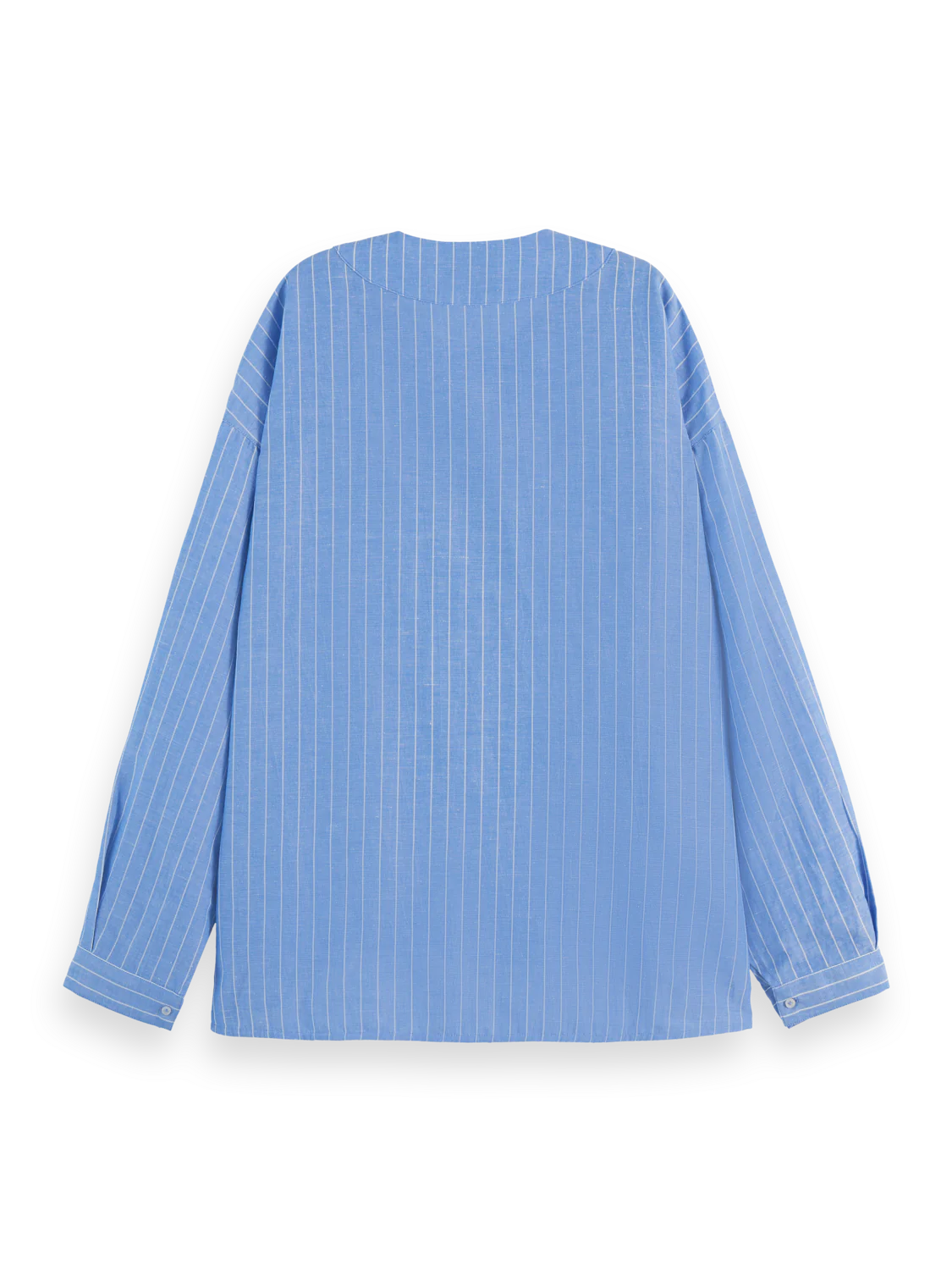 Scotch & Soda - Cotton Linen Bib Shirt in Blue and White Pin Stripe