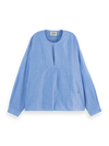 Scotch & Soda - Cotton Linen Bib Shirt in Blue and White Pin Stripe