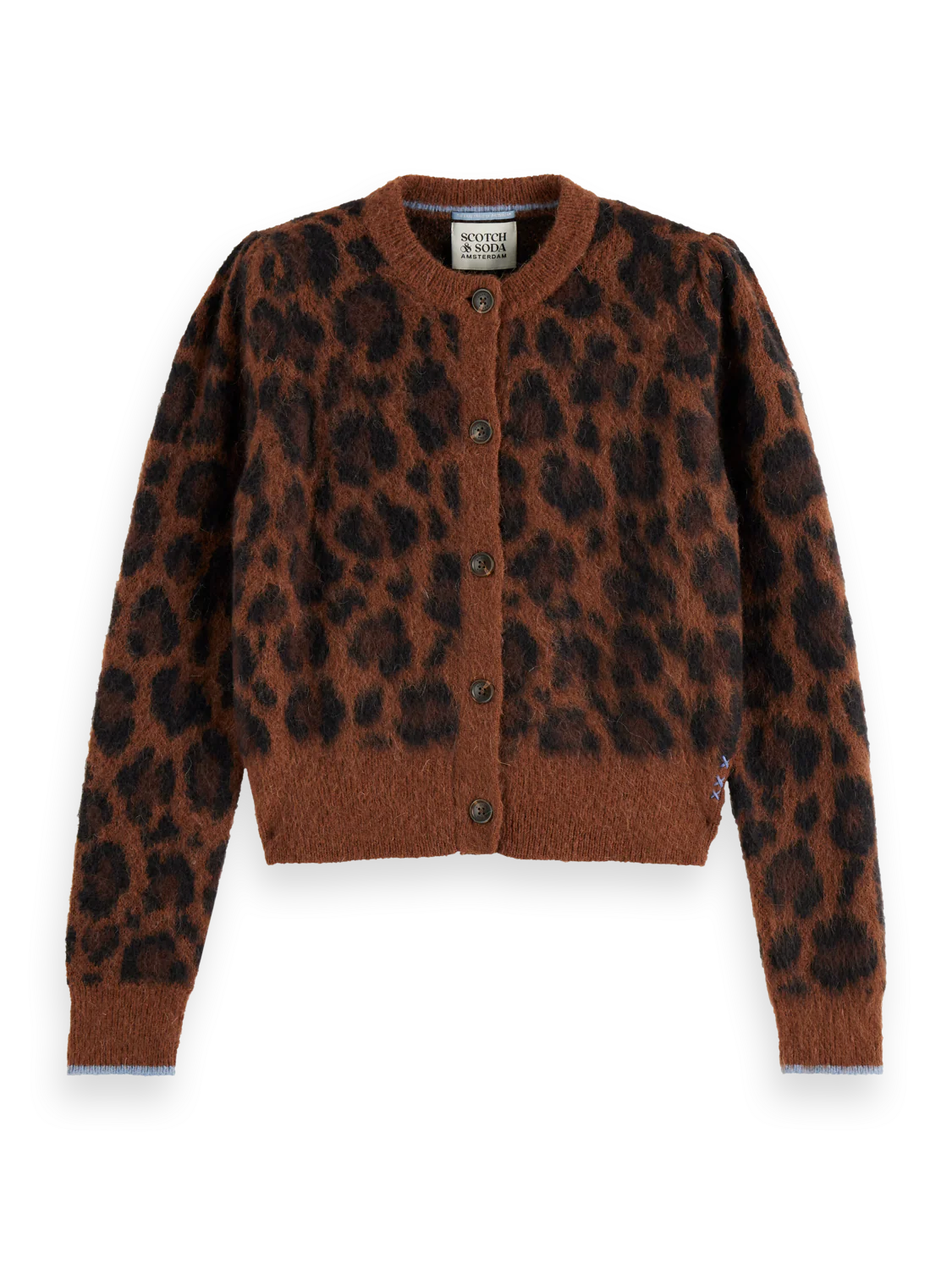 Scotch & Soda - Fuzzy Jacquard Cardigan in Peace Leopard