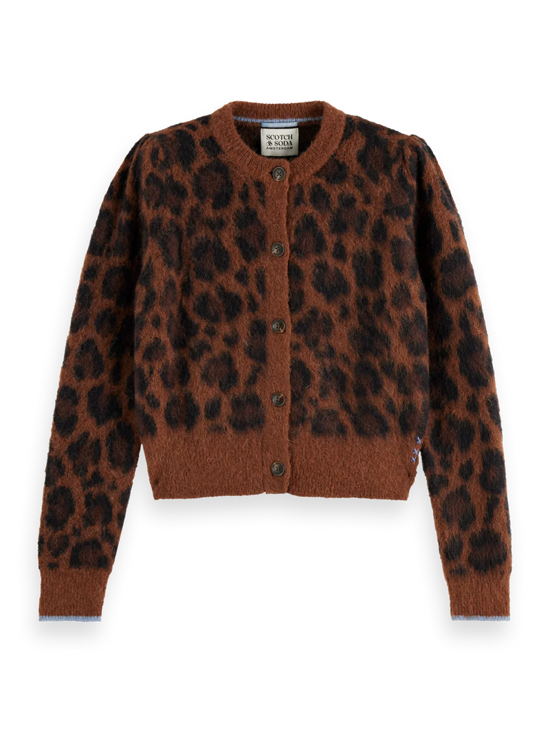 Scotch & Soda - Fuzzy Jacquard Cardigan in Peace Leopard