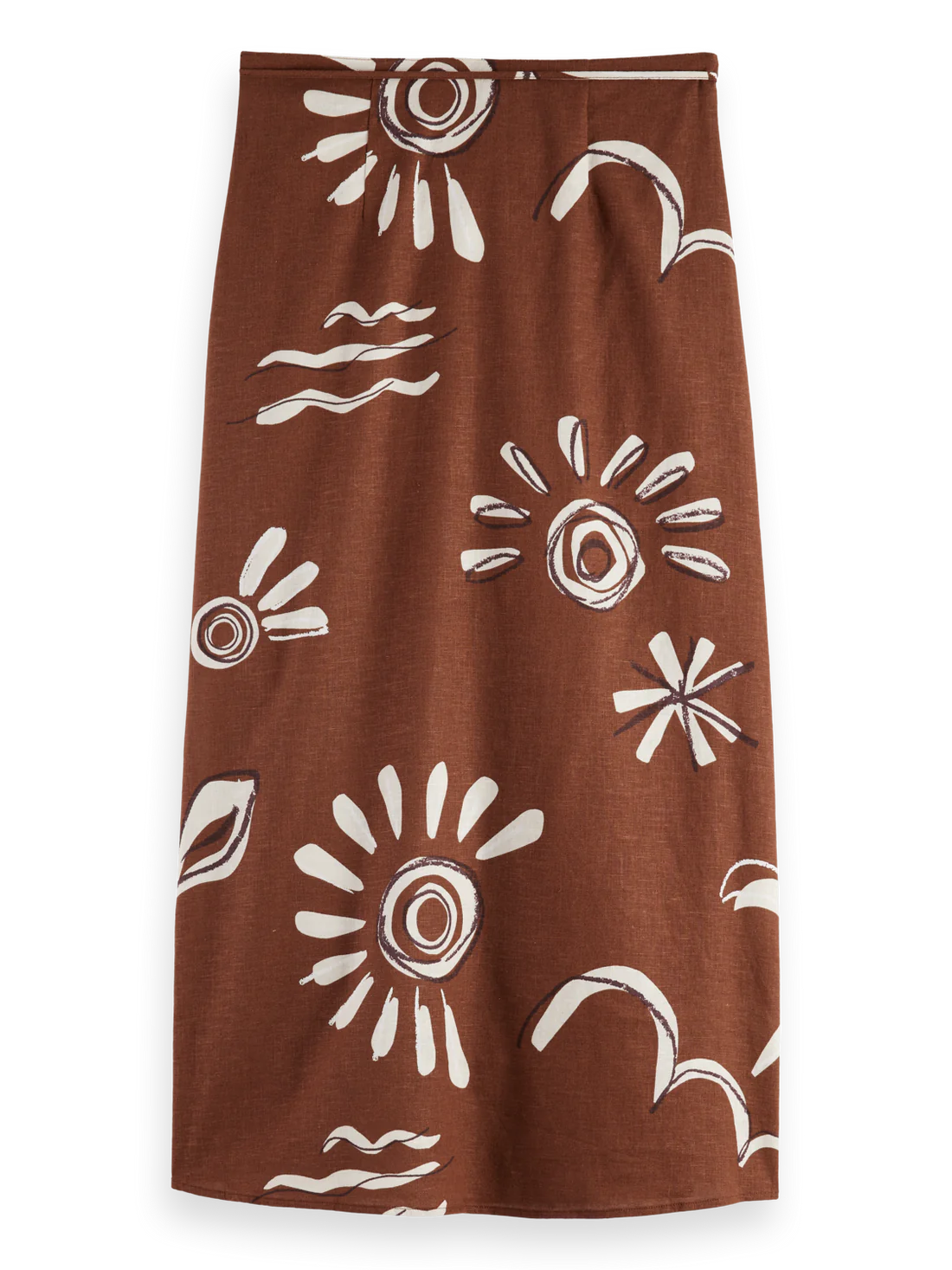 Scotch & Soda - Linen Blend Wrap Skirt in Inky Sun Brown