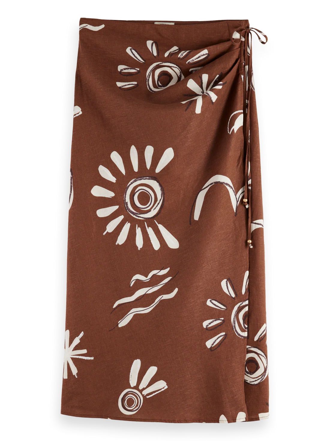 Scotch & Soda - Linen Blend Wrap Skirt in Inky Sun Brown