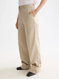 Scotch & Soda - Luca High Rise Wide Leg Cuff Chino Pant in Plaza Taupe