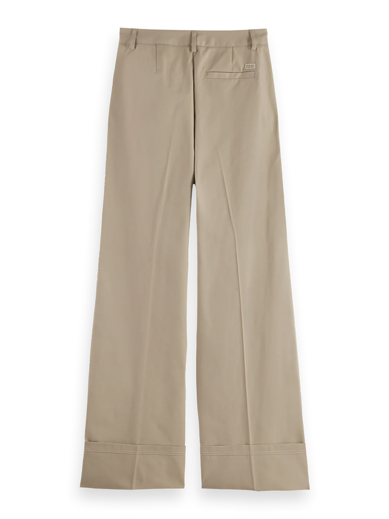 Scotch & Soda - Luca High Rise Wide Leg Cuff Chino Pant in Plaza Taupe
