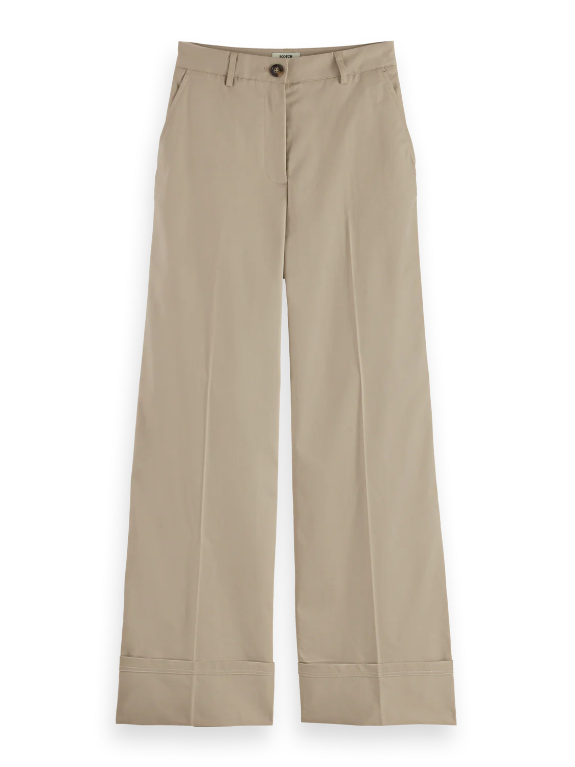 Scotch & Soda - Luca High Rise Wide Leg Cuff Chino Pant in Plaza Taupe