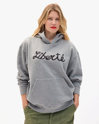 Clare V. - Hoodie in Grey Melange Embroidered Liberté