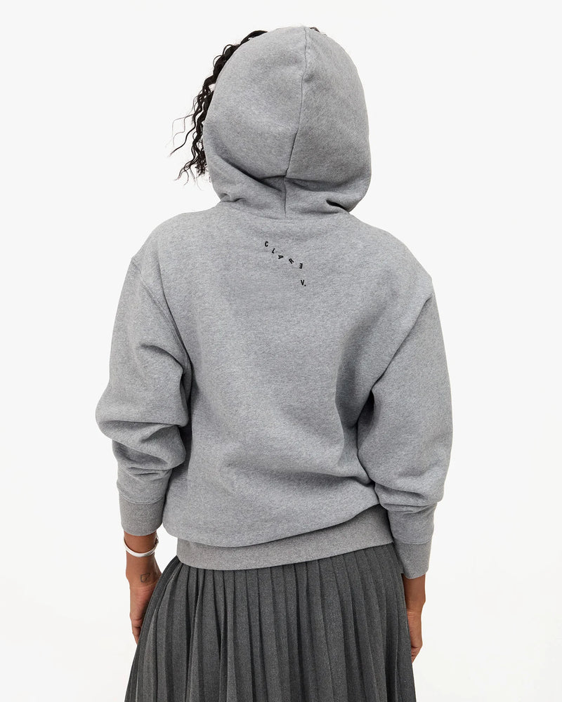 Clare V. - Hoodie in Grey Melange Embroidered Liberté