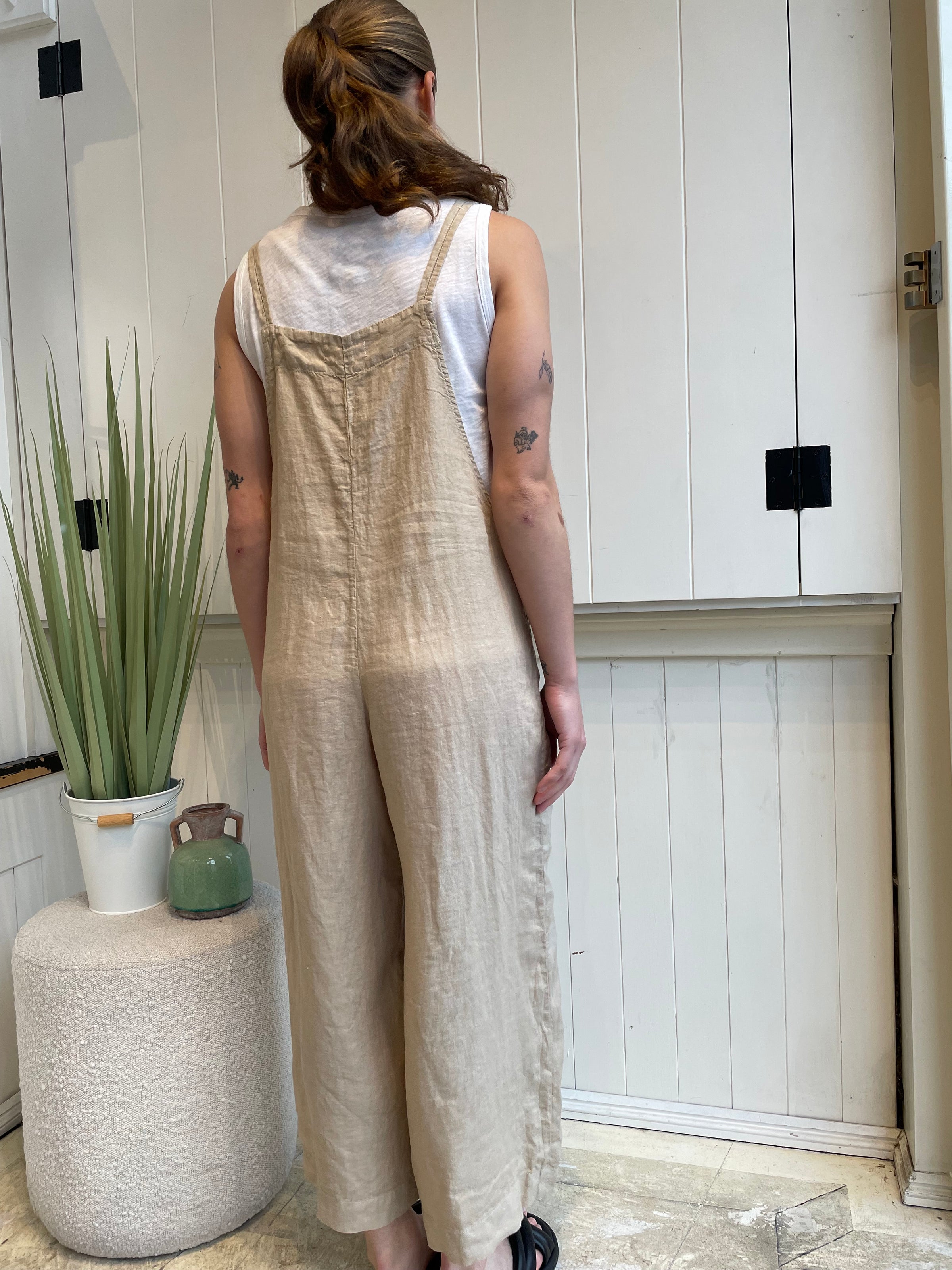 Velvet - Isabel - Woven Linen Patch Pocket Jumpsuit