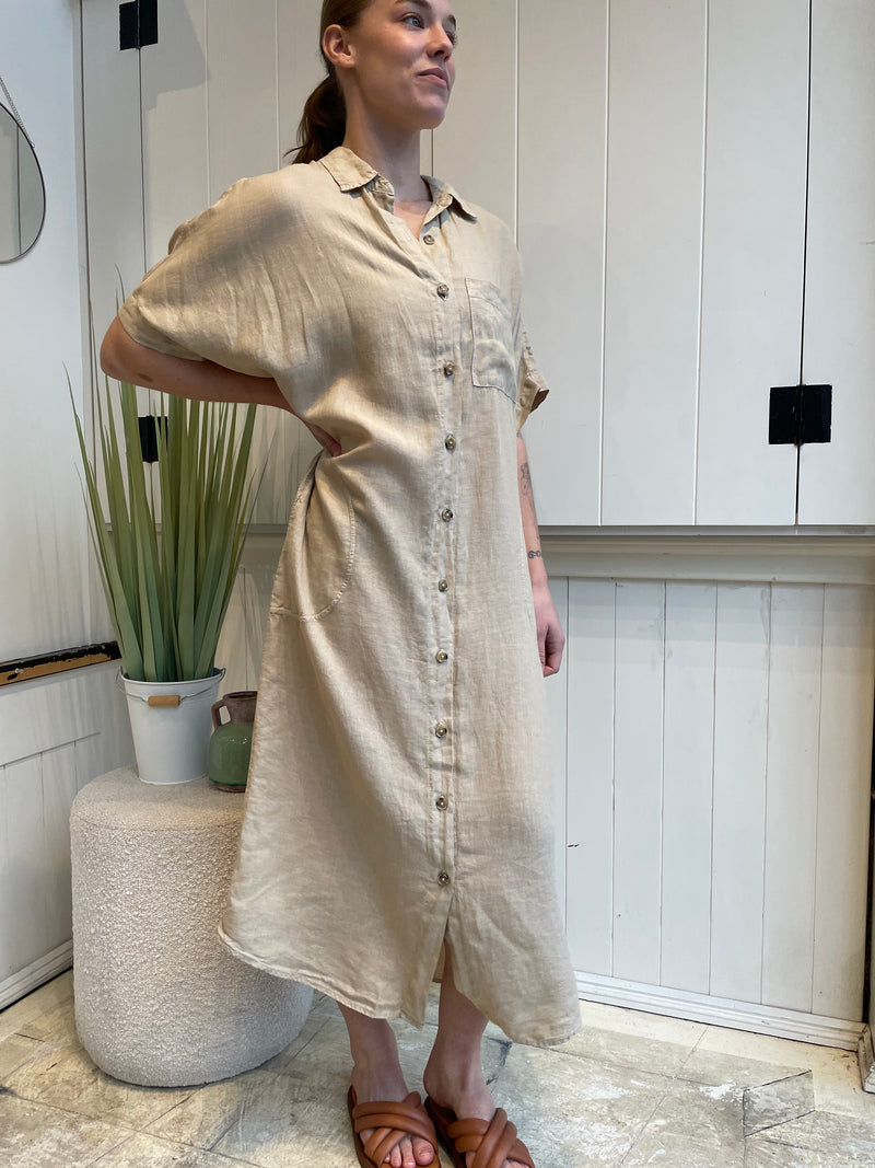 Velvet - Sandra - Woven Linen Button Up Dress