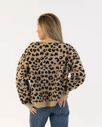 Lyla & Luxe - Jessie Animal Pullover in Camel/Black