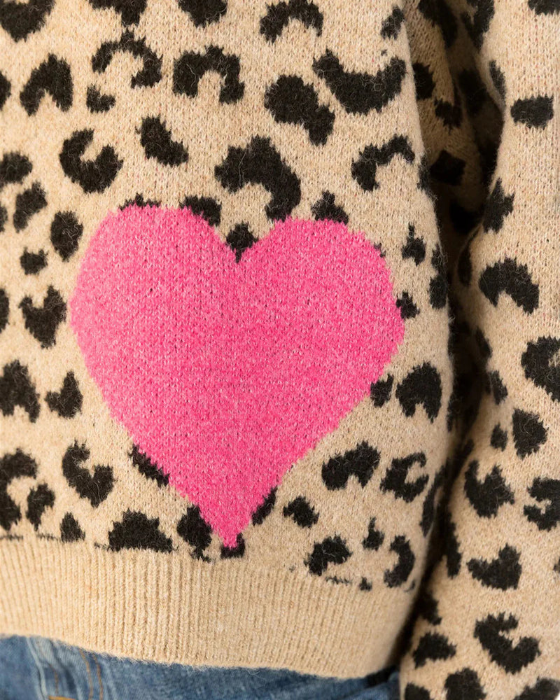 Lyla & Luxe - Jessie Animal Pullover in Camel/Black