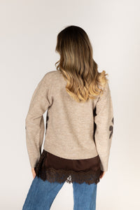 Lyla & Luxe - Jorgie - Novelty Flower Cardi in Putty Coconut