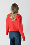 Lyla & Luxe - Jude - Short Cardigan w/ Rose Buttons in Red