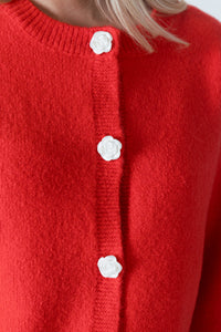 Lyla & Luxe - Jude - Short Cardigan w/ Rose Buttons in Red