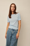 LINE Knitwear - Kaia - Short Sleeve Knit top in Aruba