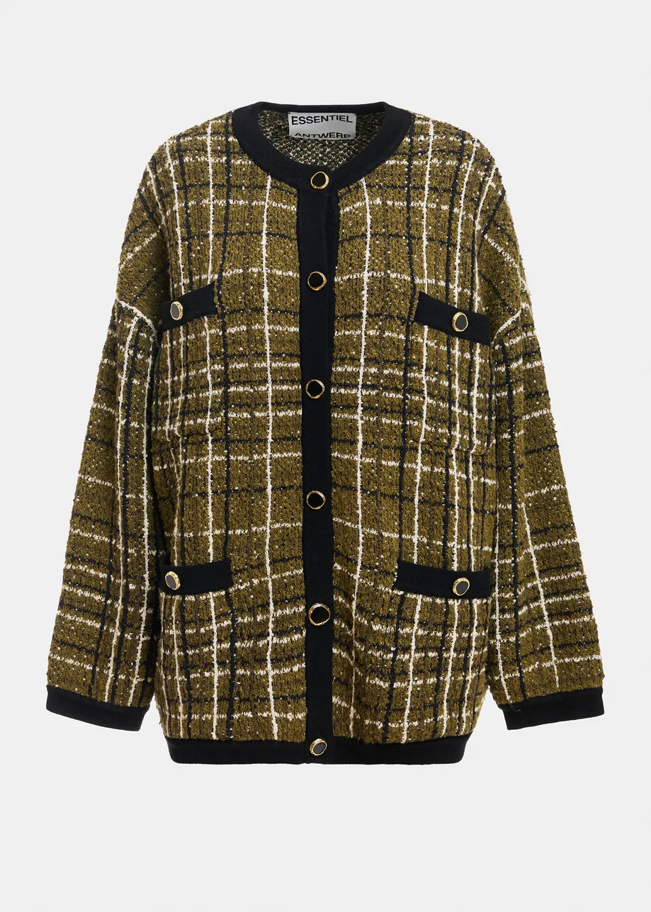 Essentiel Antwerp - Kannel Pocket Knit Jacket in Dusty Green