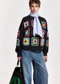 Essentiel Antwerp - Karnaval Embroidered Sweatshirt in Charcoal Chic