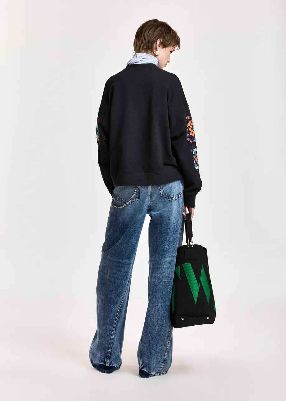 Essentiel Antwerp - Karnaval Embroidered Sweatshirt in Charcoal Chic