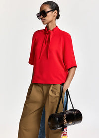 Essentiel Antwerp - Kassie Scarf-like Collar Top in Firestarter