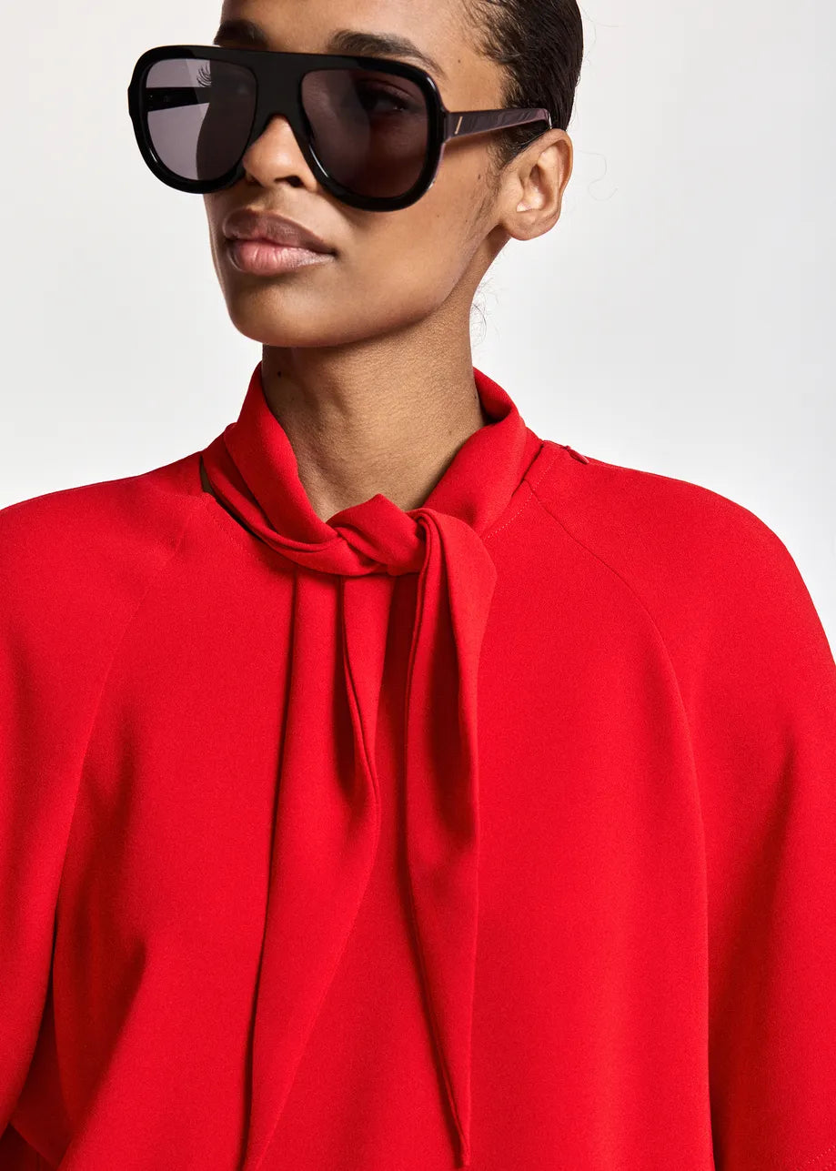 Essentiel Antwerp - Kassie Scarf-like Collar Top in Firestarter