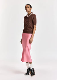 Essentiel Antwerp - Krab Lurex Dotted Polo Top in Bear Me