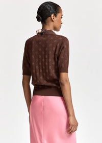 Essentiel Antwerp - Krab Lurex Dotted Polo Top in Bear Me