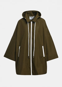 Essentiel Antwerp - Krimson Oversized Hooded Rain Coat in Dusty Green