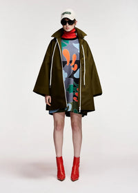 Essentiel Antwerp - Krimson Oversized Hooded Rain Coat in Dusty Green