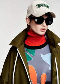 Essentiel Antwerp - Krimson Oversized Hooded Rain Coat in Dusty Green