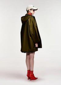 Essentiel Antwerp - Krimson Oversized Hooded Rain Coat in Dusty Green