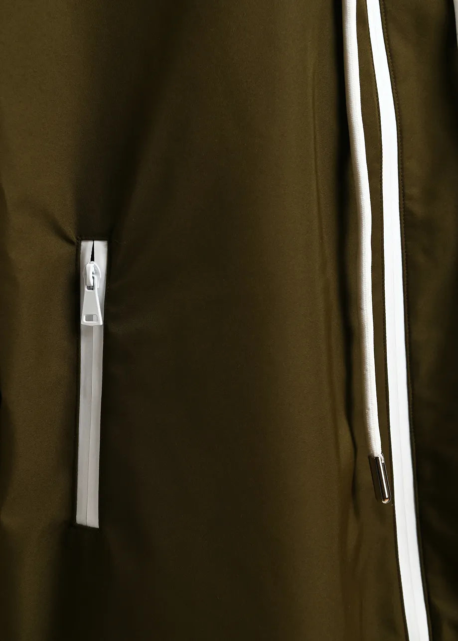 Essentiel Antwerp - Krimson Oversized Hooded Rain Coat in Dusty Green