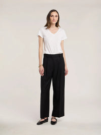 Velvet - Karsyn Wool Blend Twill Pant in Black