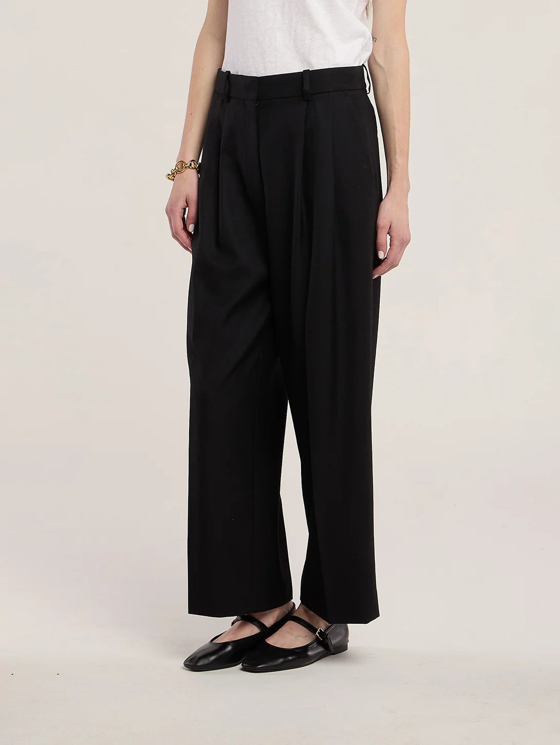 Velvet - Karsyn Wool Blend Twill Pant in Black