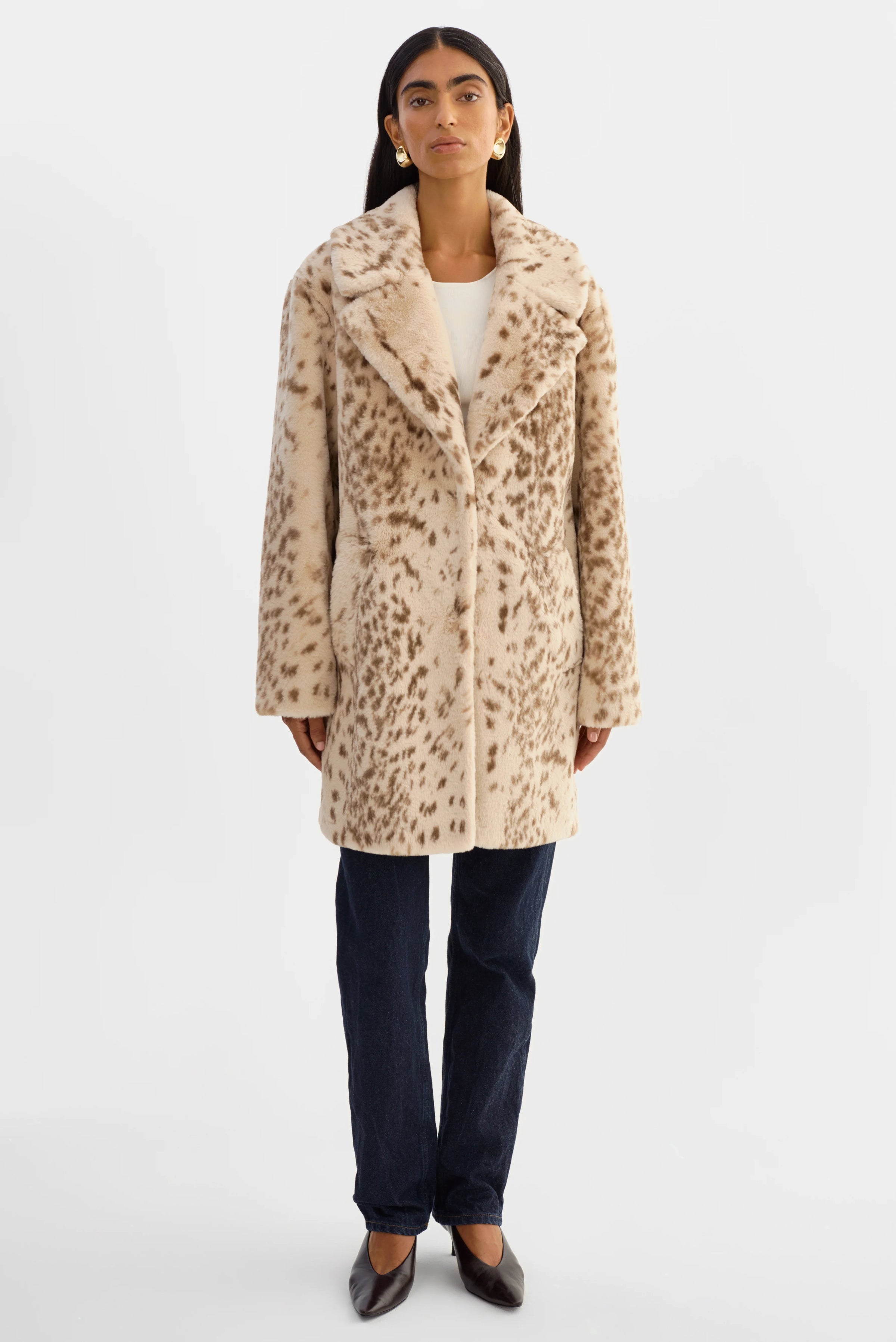 LAMARQUE - Linnea Leo Far Fur Coat in Beige Leopard