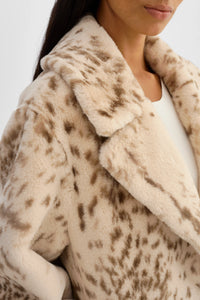 LAMARQUE - Linnea Leo Far Fur Coat in Beige Leopard