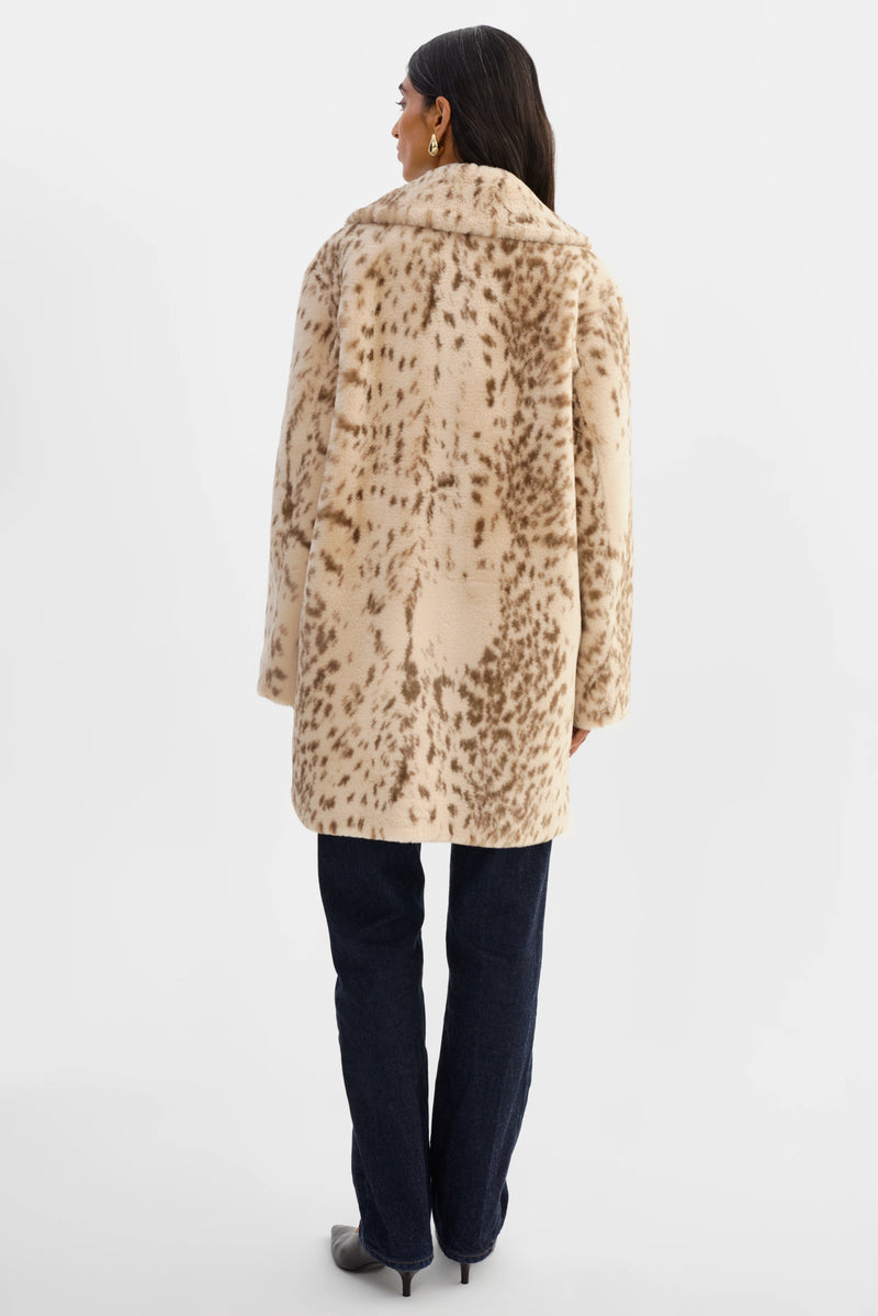 LAMARQUE - Linnea Leo Far Fur Coat in Beige Leopard