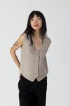 Lyla & Luxe - Lolly - Button Front Vest in Driftwood