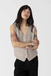 Lyla & Luxe - Lolly - Button Front Vest in Driftwood