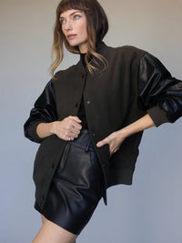 Sanctuary - Club Varsity Jacket in Midnight Olive