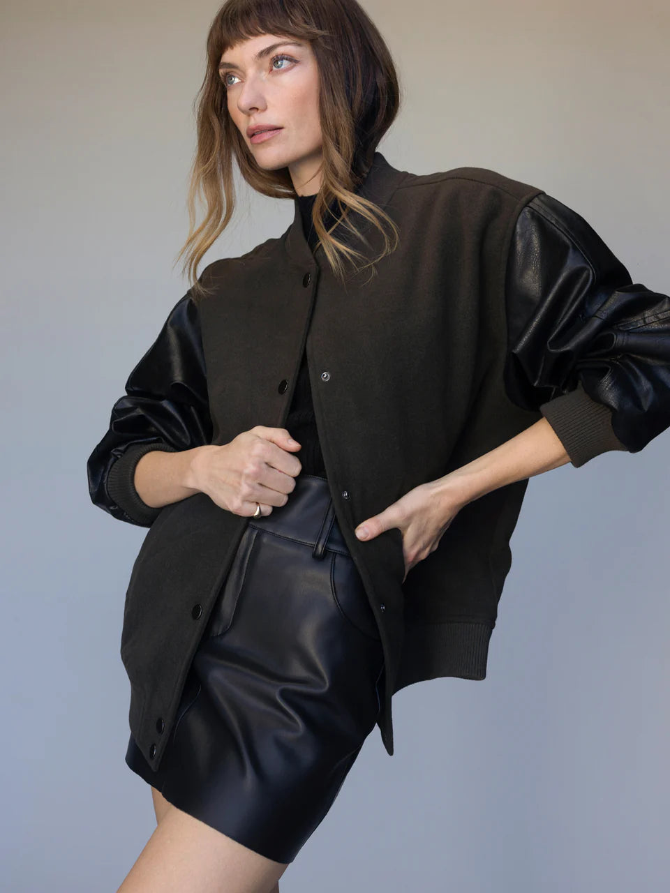 Sanctuary - Club Varsity Jacket in Midnight Olive