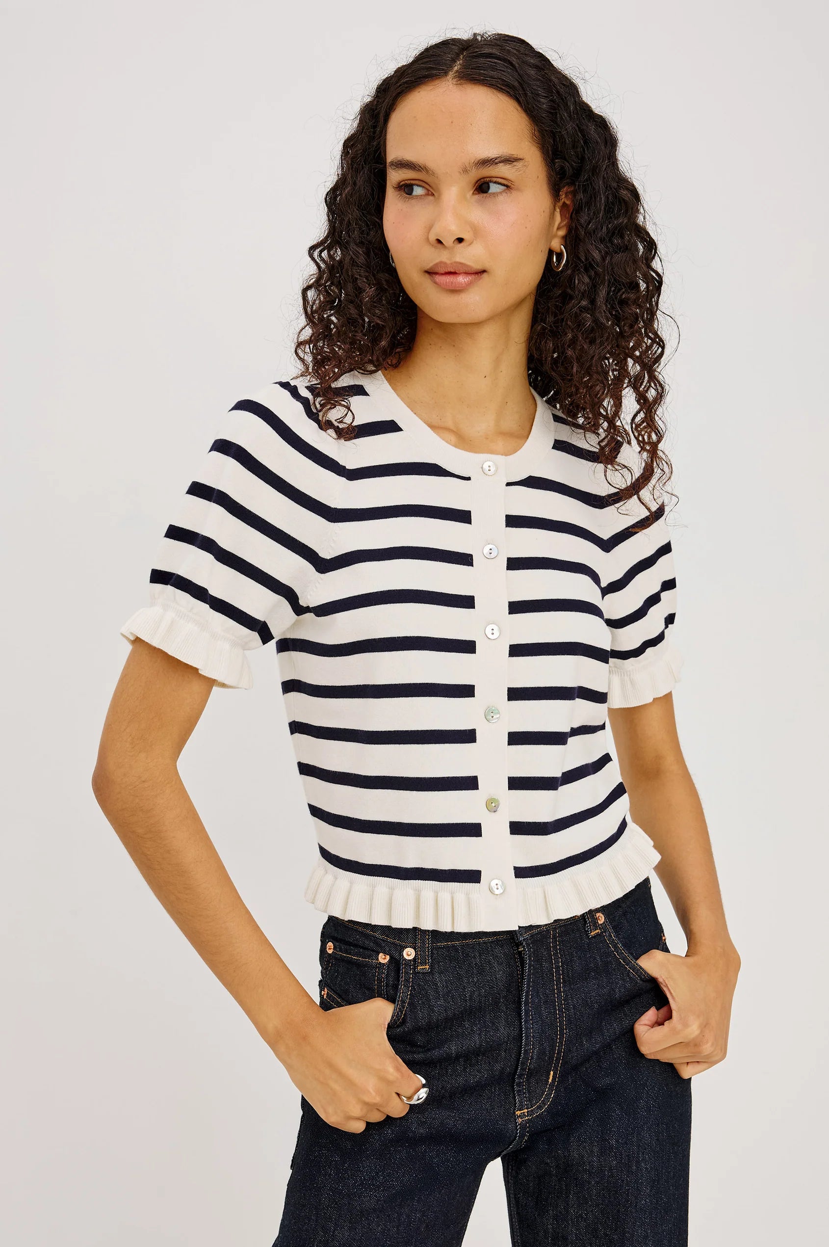 Rails - Lora Top in Ivory Navy Stripe