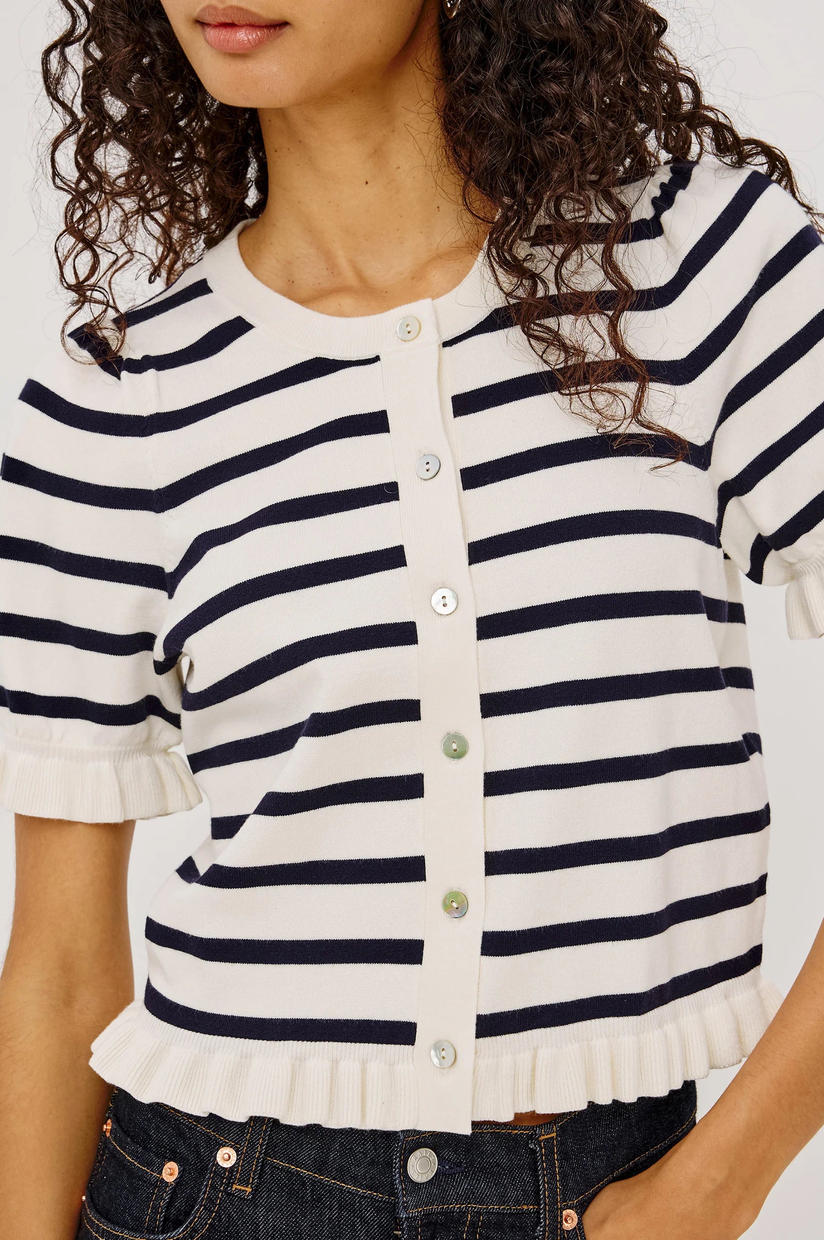 Rails - Lora Top in Ivory Navy Stripe