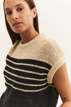 YAYA - Sleeveless Striped Tape Yarn Sweater in Summer Sand