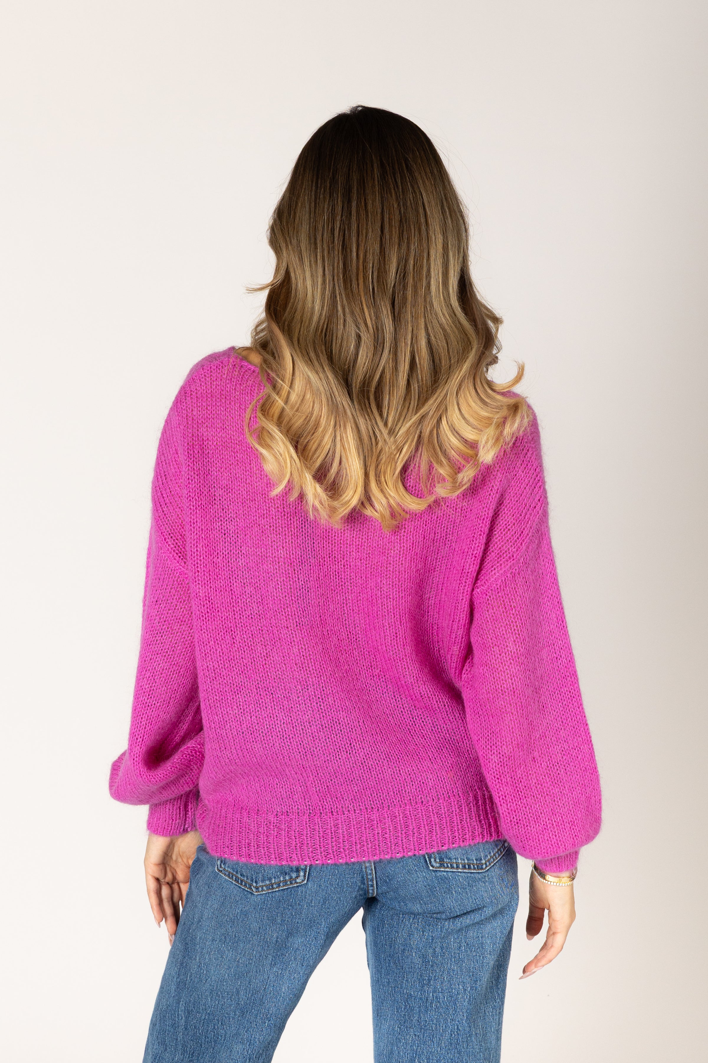 Lyla & Luxe - Marigold - Mohair Pullover Sweater in Magenta