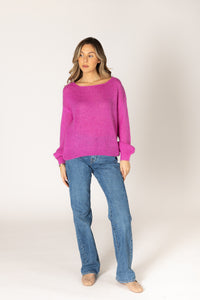 Lyla & Luxe - Marigold - Mohair Pullover Sweater in Magenta