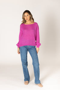 Lyla & Luxe - Marigold - Mohair Pullover Sweater in Magenta