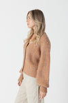 Lyla & Luxe - Matilda - Marled Ribbed Cardigan in Peach Marl