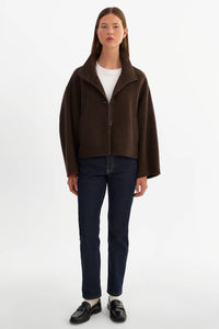 LAMARQUE - McKenna Cropped Wool Jacket in Dark Brown