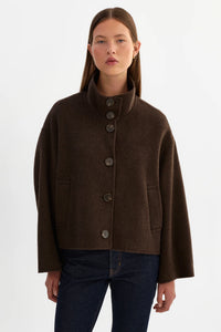 LAMARQUE - McKenna Cropped Wool Jacket in Dark Brown