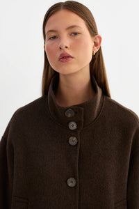 LAMARQUE - McKenna Cropped Wool Jacket in Dark Brown